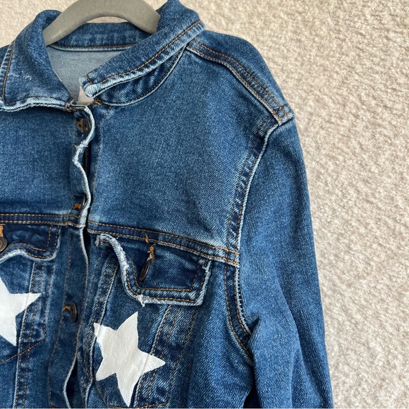 Bershka Girl BSKGIRL Denim Jacket Patches Stars Jean Jacket Girls Size XS - Picture 11 of 11